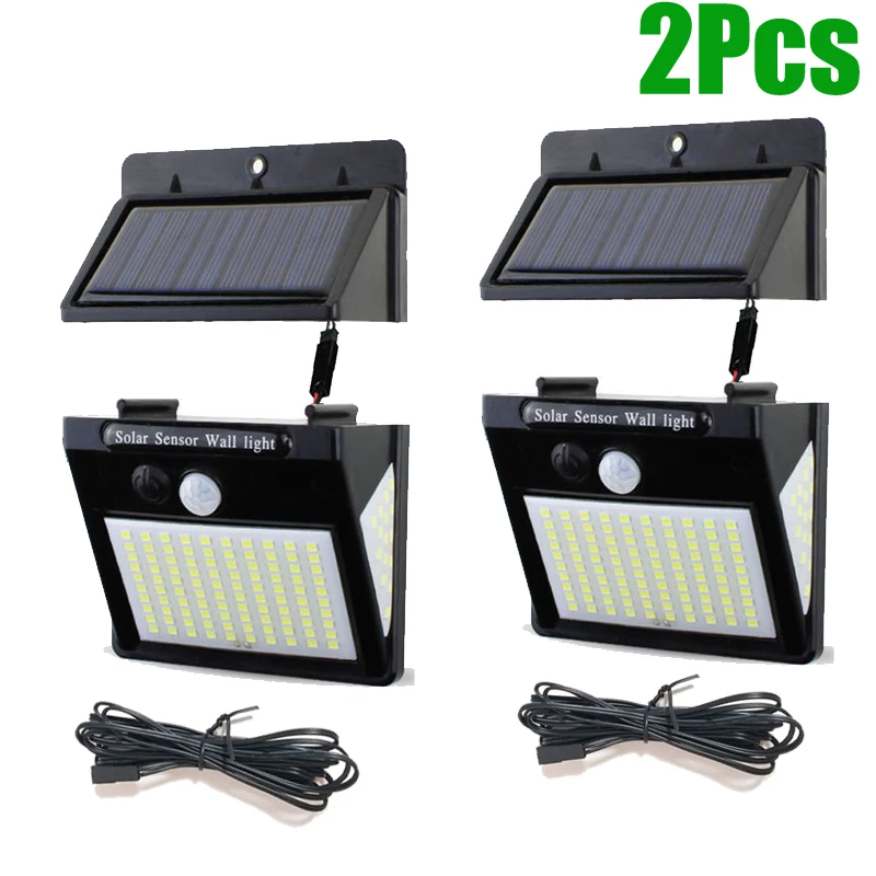 

166LED 3 Sides Separable Solar Light Outdoor Graden Lamp Outdoor Lighting Human Sensor Solar Lamp Wall Lights With Cable