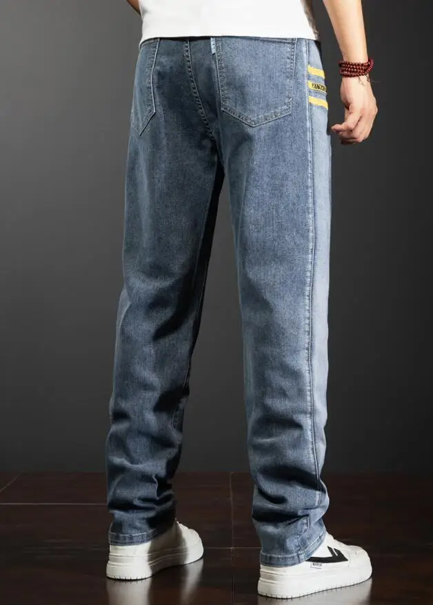 Ice Silk Thin Jeans Men Straight Slim Fit Harlan Pants Business Casual Stretch Straight Work Classic Style Jeans Size 28-44