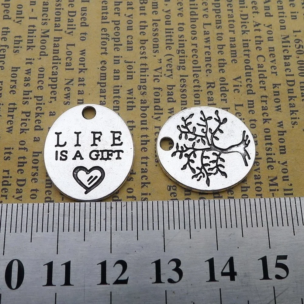 

100pcs Life Tree Charms 18mm x 20mm DIY Jewelry Making Pendant Antique Silver Color