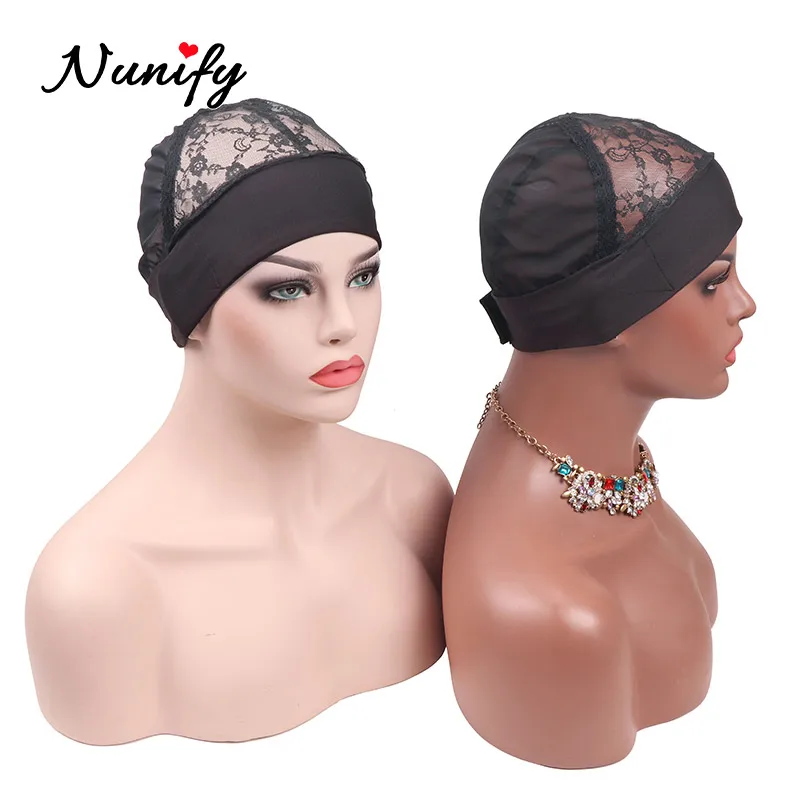 punho de cabelo integrado mesh dome cap tecelagem com alça ajustável