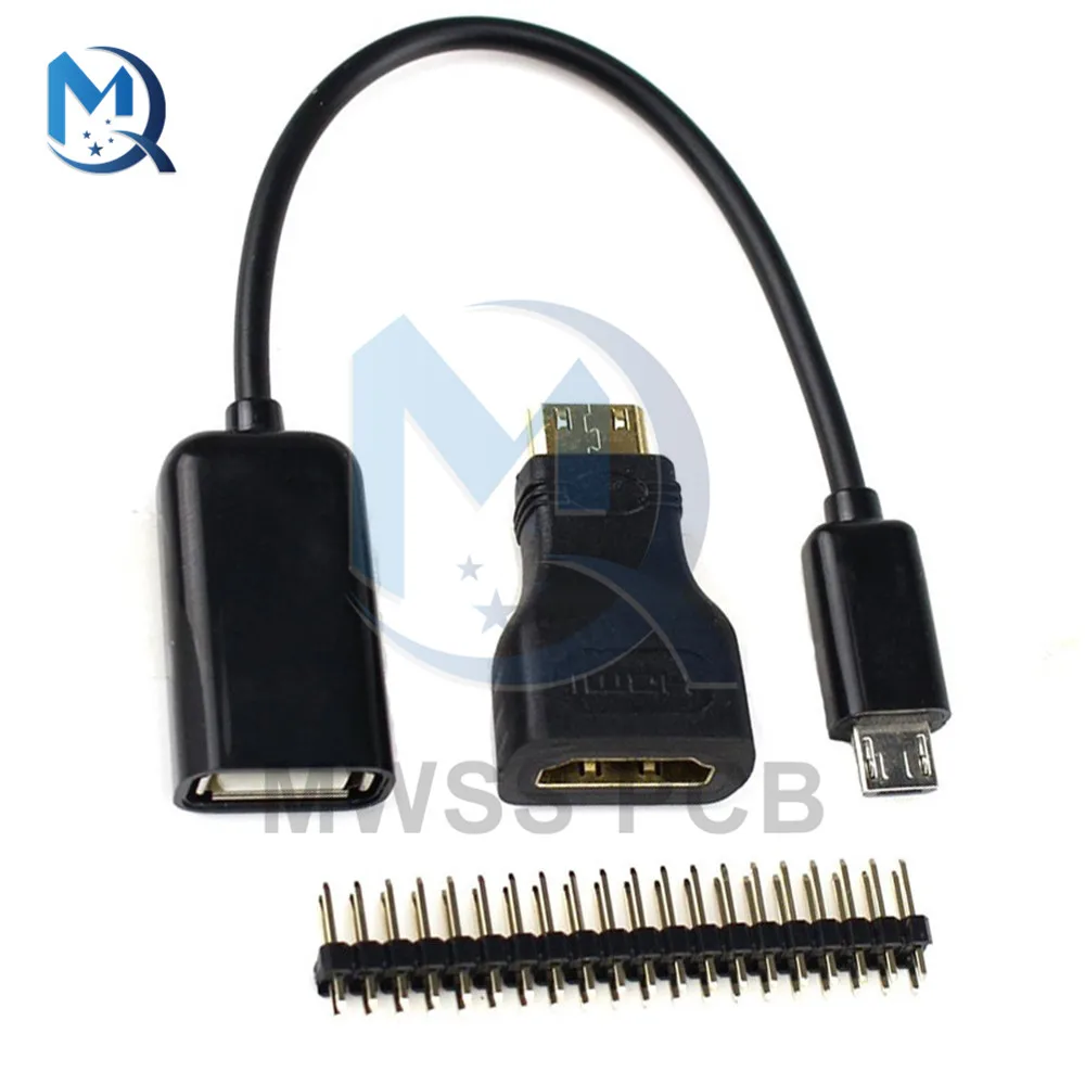 

3 In1 Adapter Kit For Raspberry Pi Zero Mini HDMI To HDMI Adapter Micro USB Female OTG Cable 20pin Male GPIO Connector Header