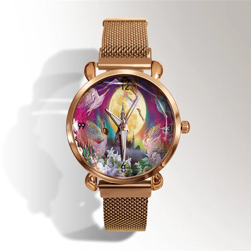Часы женские кварцевые с 3d рисунком люксовые Брендовые повседневные магнитным