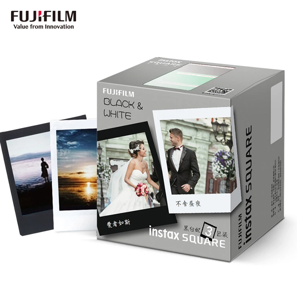 30 листов Fujifilm Instax квадратная пленка белая и черная края мгновенная фотобумага