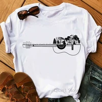 vintage funny creative guitar print t shirts women lovley white short sleeve casual top female music lover birthday gift graphic