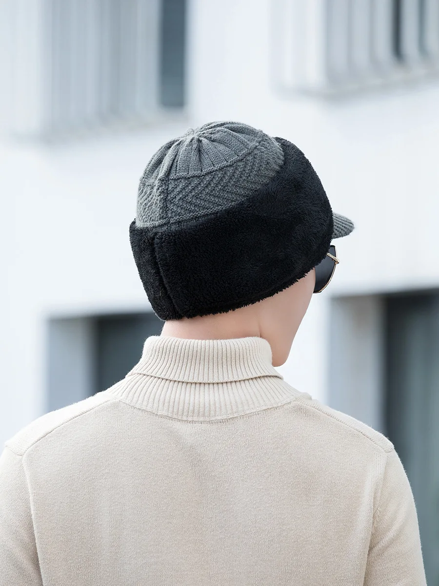 Вязаная шапка мужская зимняя велосипедные Шляпы шарф одна теплая наушники