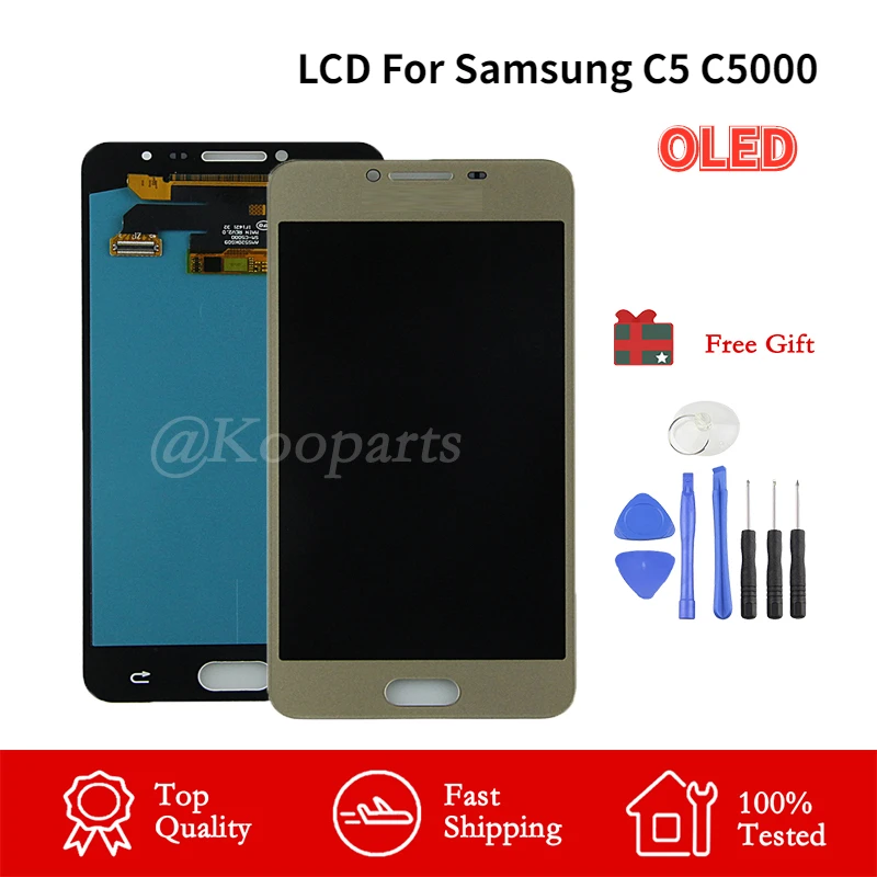 

100% tested AMOLED Replacement For Samsung Galaxy C5 C5000 LCD display with touch screen assembly No Dead Pixel AAA grade