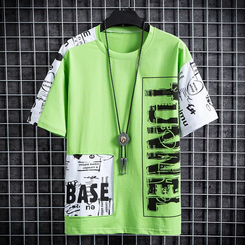 

Summer Short-Sleeved T-Shirt Men's Ins Compassionate Personality Printing Tide Brand Trend Street Hip-Hop Half-Sleeved Loose