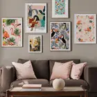 Цветок, фламинго, попугай, Зебра, абстрактный постер для девочек в скандинавском стиле, настенная Картина на холсте, картина, галерея, Декор, картины для гостиной