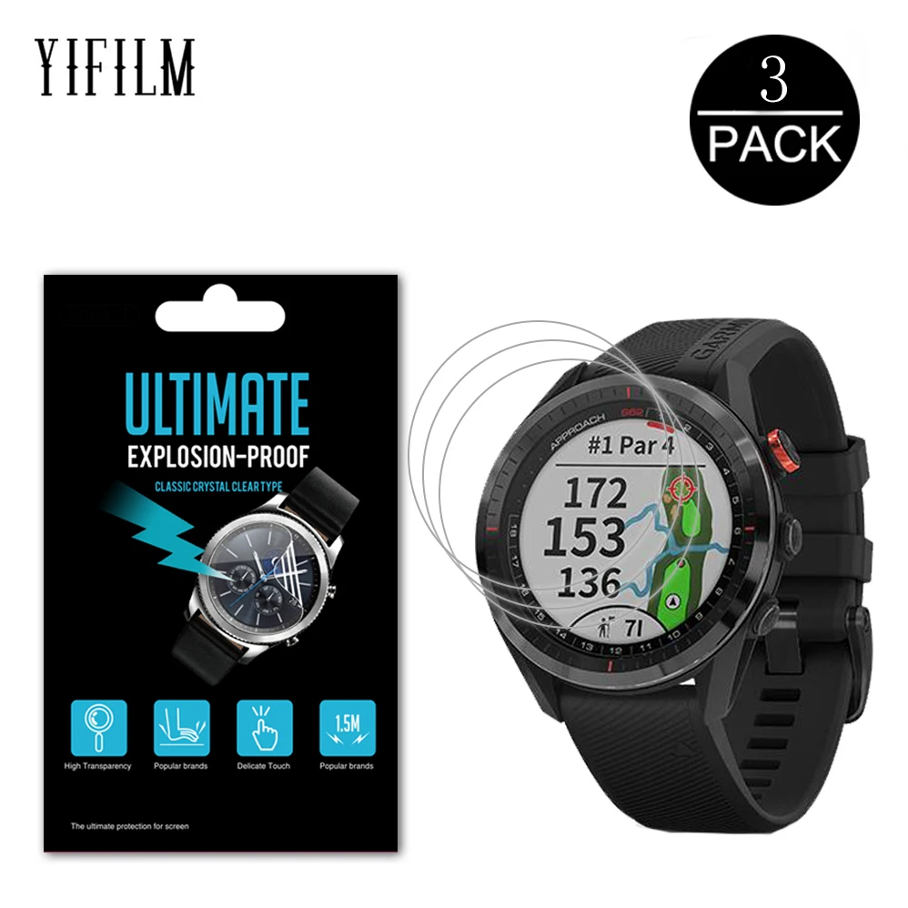 3Pcs For Garmin Approach S62 GPS Smartwatch Screen Protector Approach S62 5H 0.15mm Explosion-Proof Anti-scratch Film Not Glass