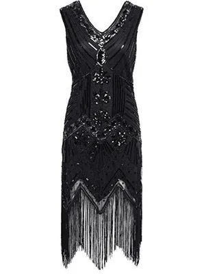 Женское винтажное платье Gatsby облегающее с блестками v образным вырезом и