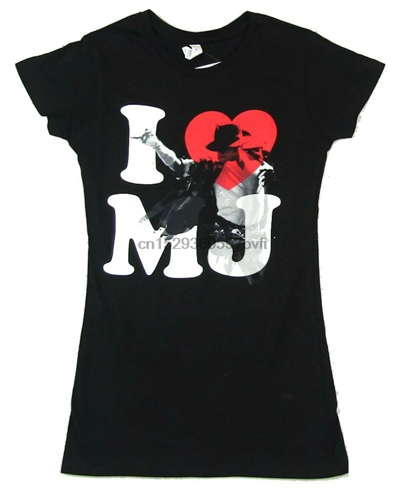 Майкл Джексон I Heart Love MJ Image Girls Juniors черная футболка новая официальная (1) | Мужская