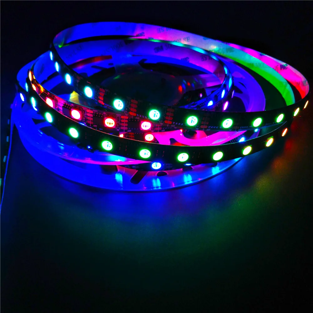 Индивидуальная Адресуемая AT1606 60 светодиодов цифровая RGB Светодиодная лента 12 В точка останова продолжить IC программируемая двойная сигнальная 1606 Светодиодная лента