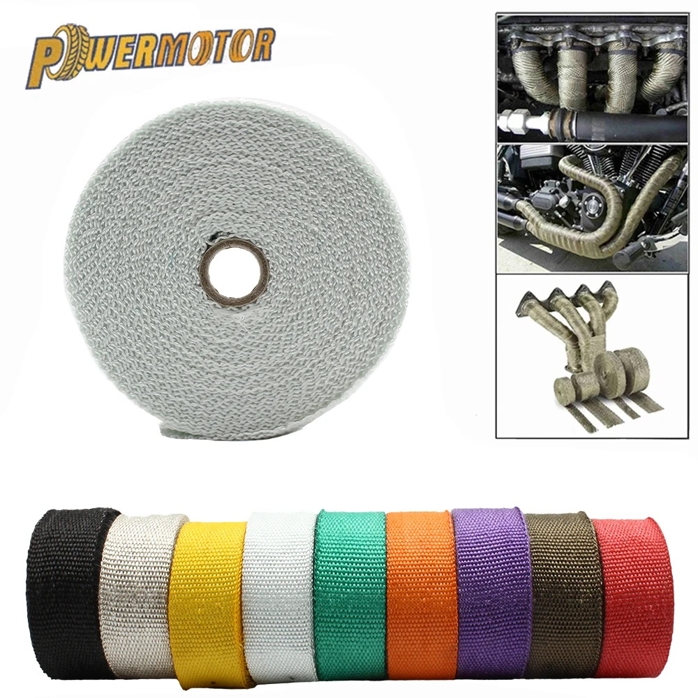 Motorcycle Exhaust Thermal Exhaust 2.5cm*5m Exhaust Heat Tape Wrap Pipe Wrap Shields Manifold Header Insulation Roll