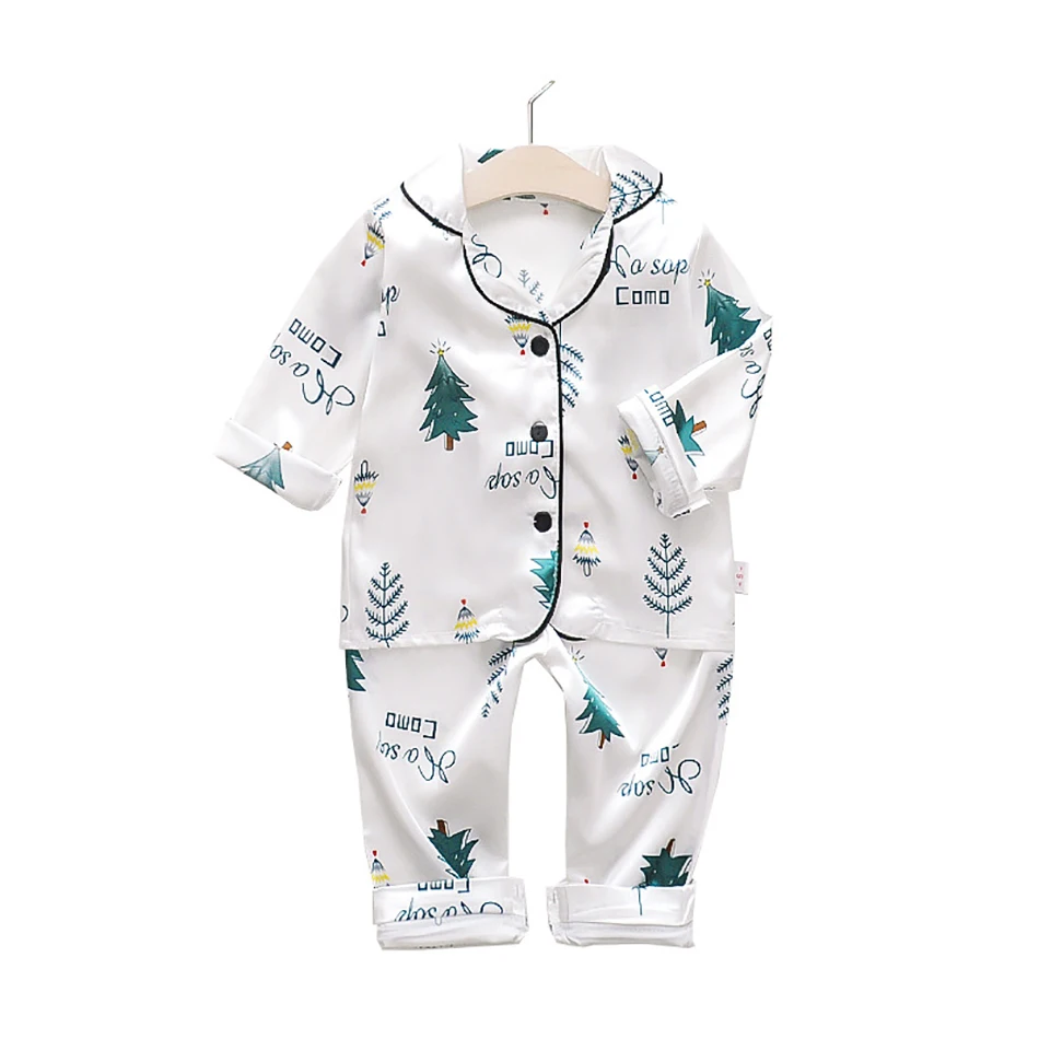 

Children's boys and girls long-sleeved cartoon animal buttons printed pajamas home service suits fashion comfortable