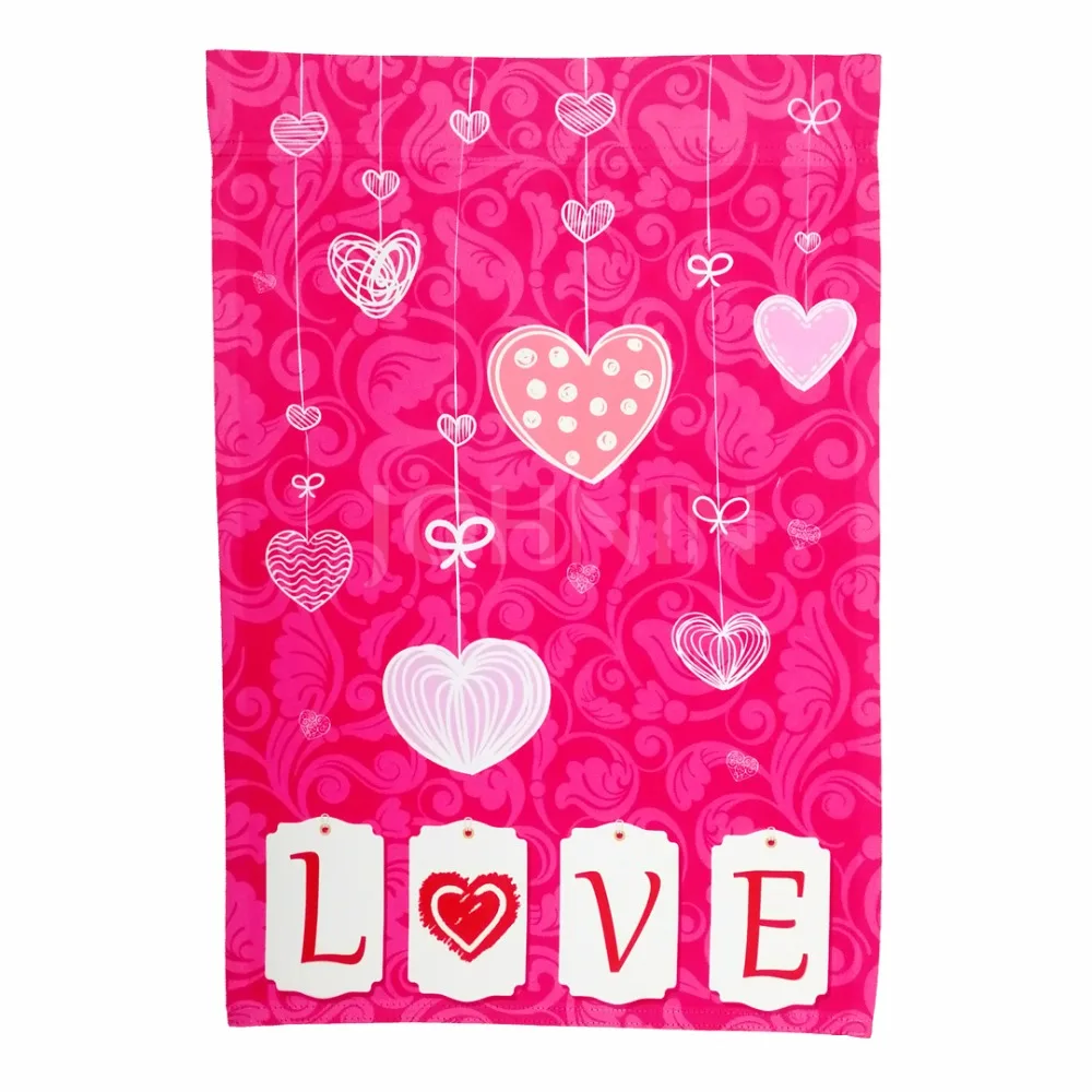 Собственный дизайн декоративный Садовый флаг в виде сердца трио любовь красный