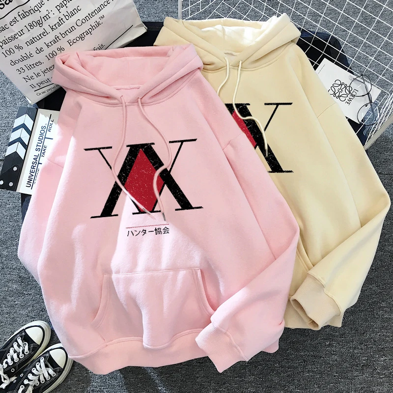 

HUNTER X HUNTER Harajuku Pink Pullovers Casual Tops O-neck Women's Hooded Sweatshirt Student Casua Hoodie Pullovers Long Sleeves