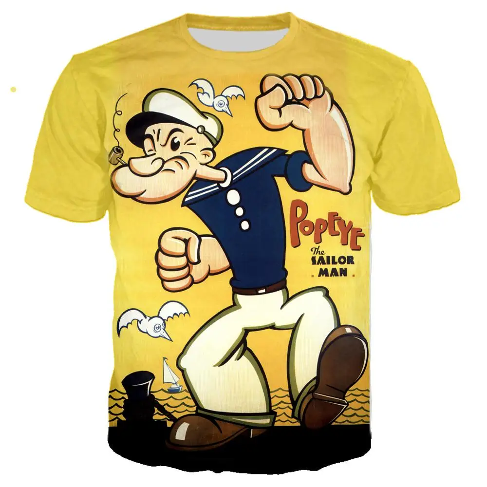 

Popeye Anime 3d Printed T-Shirt Men Casual Hip-Hop Harajuku Sweatshirt O-Neck Short-Sleeved Plus Size Top Can Be Brought In