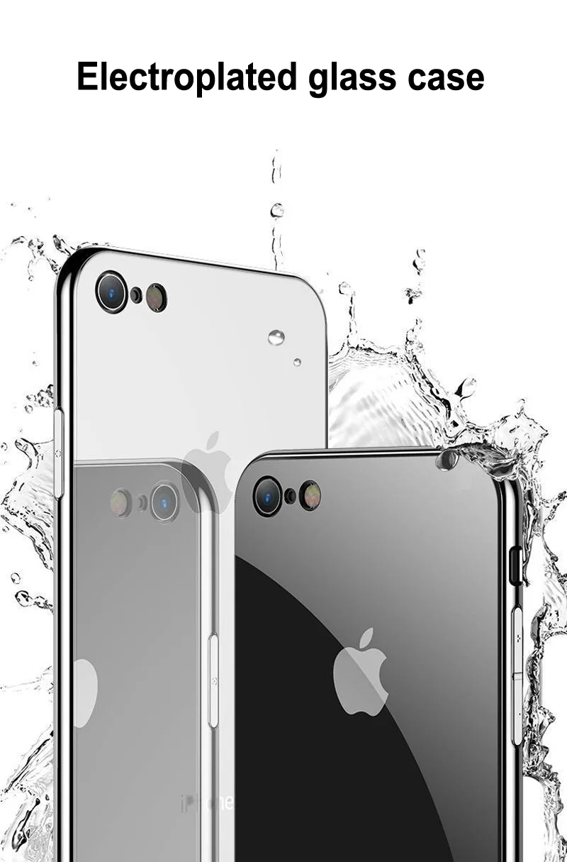 Роскошный металлизированный зеркальный чехол из закаленного стекла для iPhone 7 11 Pro Max X XR XS 6s 8 Xs Max черный глянцевый чехол Etui