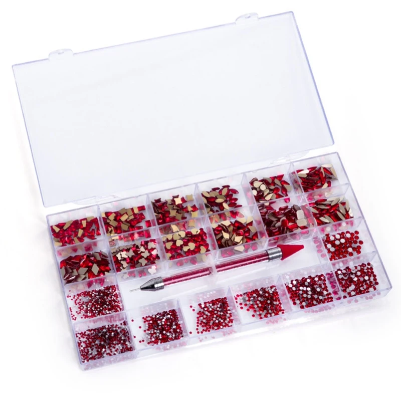 

Nail Crystal Kit Multi Shapes Glass Crystal AB Rhinestones for Nail Decoration Mix Size Flatback Nail Jewels