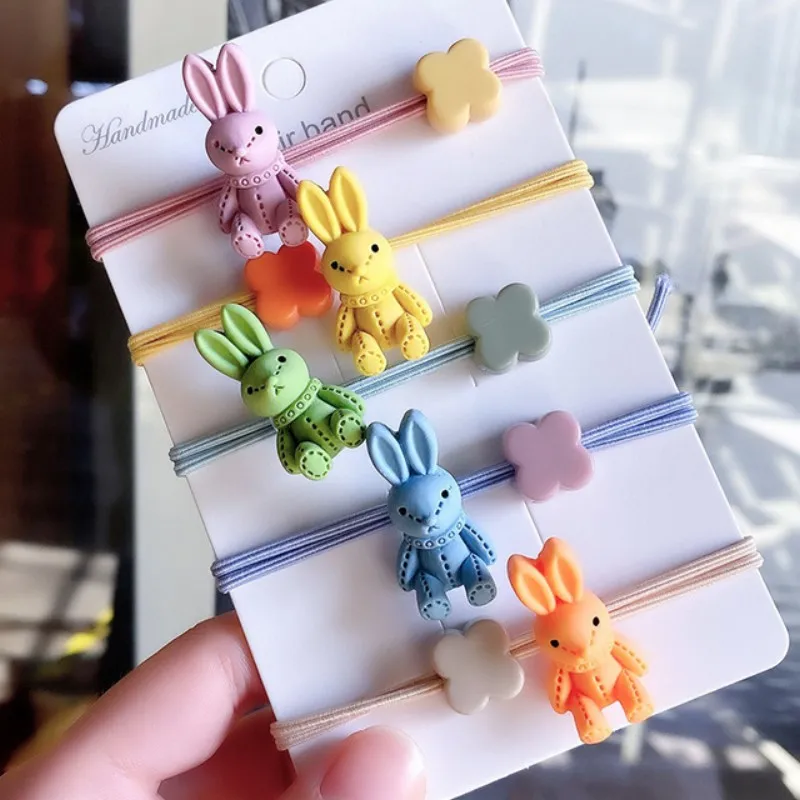 28 (5 pieces) AHB 3-5 шт./компл. с мультипликационным принтом «Unicorn Hair резинкой для маленьких девочек, ручная работа, Симпатичные нейлон волос резинки для волос набор веревок аксессуары - Цвет: 28 (5 pieces)