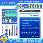 Аккумуляторная батарея высокой емкости ykaisin BL-36BTInfinix 4800 мАч для TECNO BL-43BX Infinix BL-36BT, сменная батарея