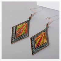 vintage ethnic geometric rhombus hollow out dangle earrings for women handmade egypt gypsy tribe juhmka jewelry accessories
