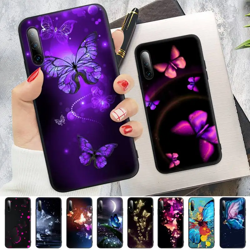 

Butterfly Dancing Girl Effect Black Rubber Mobile Phone Cover Case For Huawei P9 P10 P20 P30 P40 Lite Pro P Smart 2019 2020