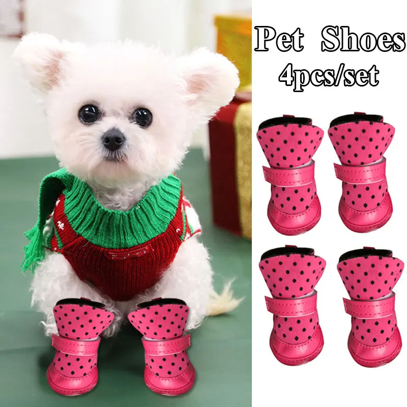 

Pet Supplies Pet Shoes Dog Shoes Polka Dot Shoes Winter Dog Shoes Warm Cute Comfortable Breathable Universal Puppy Shoes