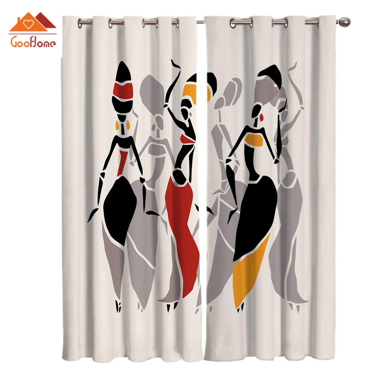 Woman Dancing Exotic Lines Plates Stitching Silhouette Window Curtains Living Room Outdoor Fabric Drapes Curtain Home Decor | Дом и сад