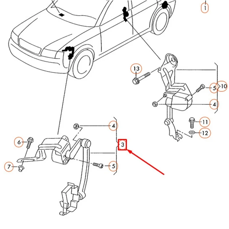 

Car Body Height Sensor Lever for A4 Quattro A4 Rs4 Part Number:8E0941285J 8E0941285C