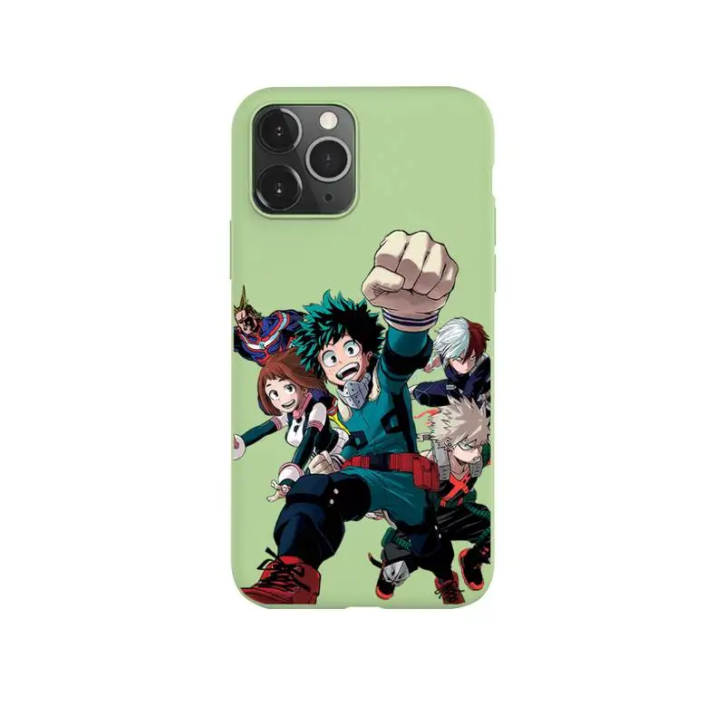 

Anime My Hero Academia Izuku Midoriya Phone Case for iPhone 11 Pro Max X XR XS 8 7 6s Plus Candy green Silicone Cases