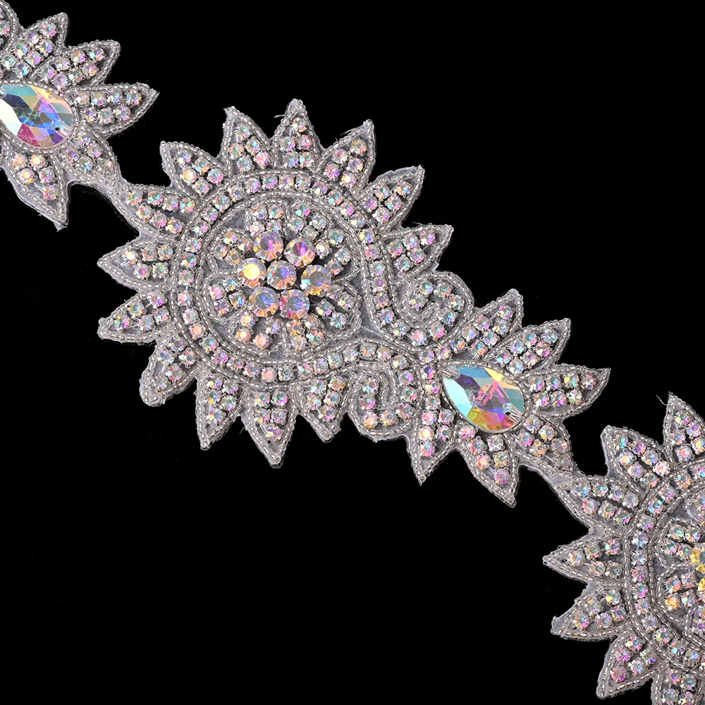 1 ярд 10 см подсолнухи Кристалл Стразы аппликация для свадебного платья Пояс