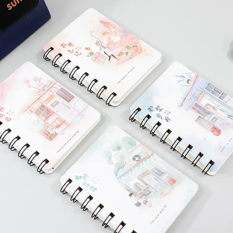 

Cartoon A7 Flip Coil Notebook 80 Cute Cartoon Blank Inner Page Portable Notepad Handbook Message Student Stationery
