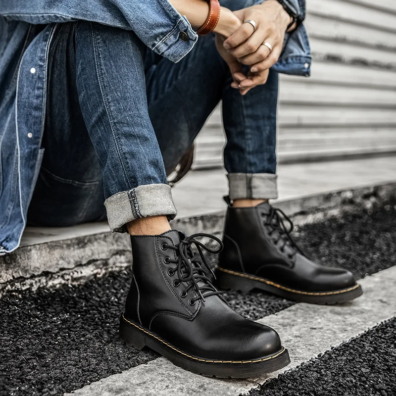 

Men's Boots Man's Shoes Martens Shoes Spring-Autumn High Boots Winter Boots Motorcycle Shoes Genuine Leather Sneakers Winter Man