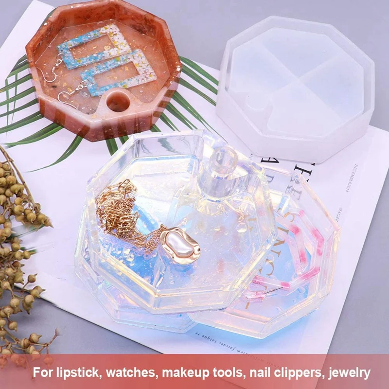 

Rotating Jewelry Tray Box Resin Molds with 4Pcs Tube Holder, Epoxy Casting Mold Silicone Jewelry Organizer Box Mold