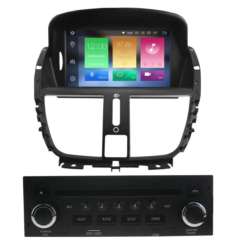 Автомобильный DVD плеер Octa Core 4G RAM Android 9 0 GPS навигация Мультимедиа Стерео для Peugeot 207