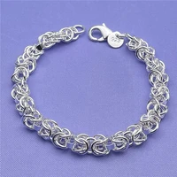 925 sterling silver chain bracelet womens circle lock wedding engagement and party trinket fashion jewelry