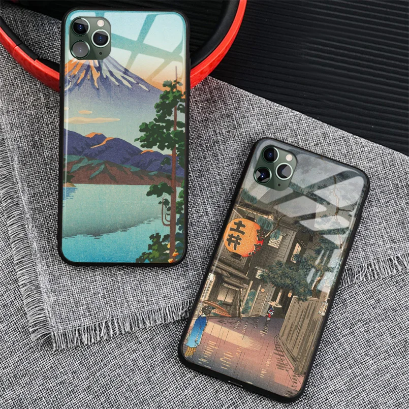 Японский эстетический Ukiyo-e мягкий силиконовый чехол для телефона из закаленного