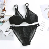 sexy women ladies lingerie set european and american sexy grid gather bra set fixed shoulder strap multicolor