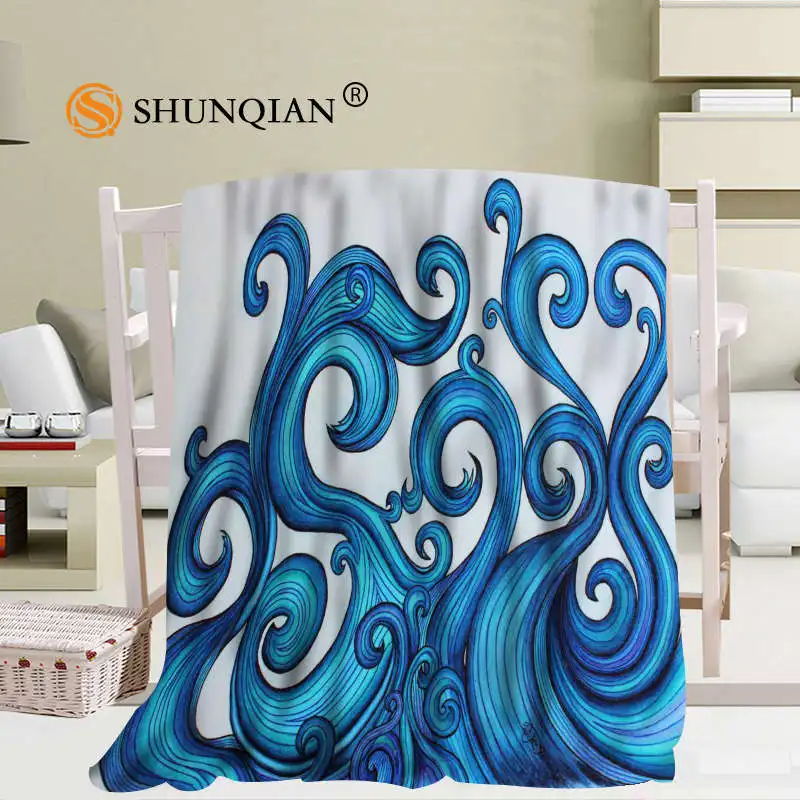 Economici Personalizzato Ocean Waves Sea Wave Coral Coperte Da Viaggio Divano Falafel Coperte Morbido Soffice Caldo 56x80 Pollici 50X60inch 40X50inch