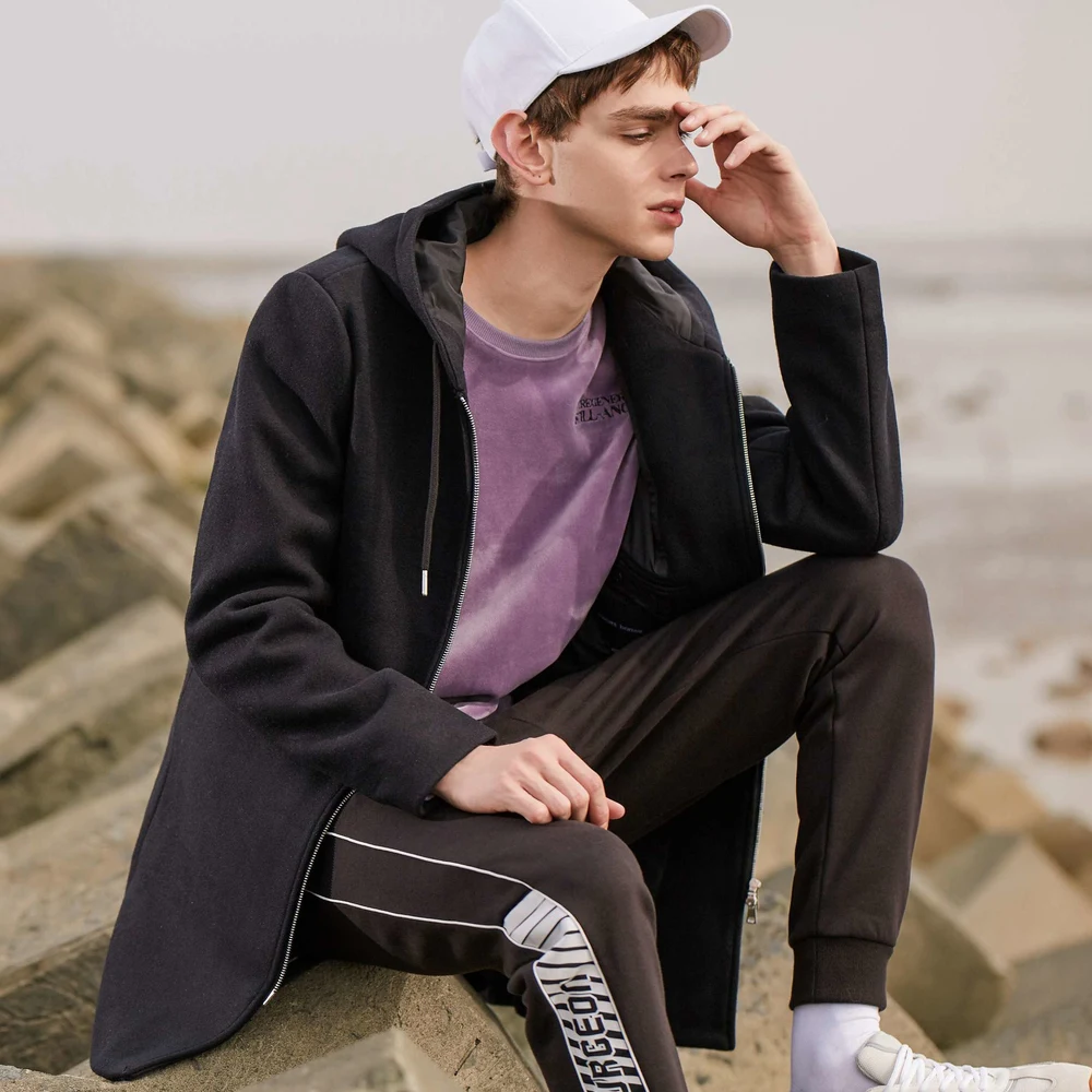 METERSBONWE толстовки новые зимние мужские шерстяные пальто простое средней длины