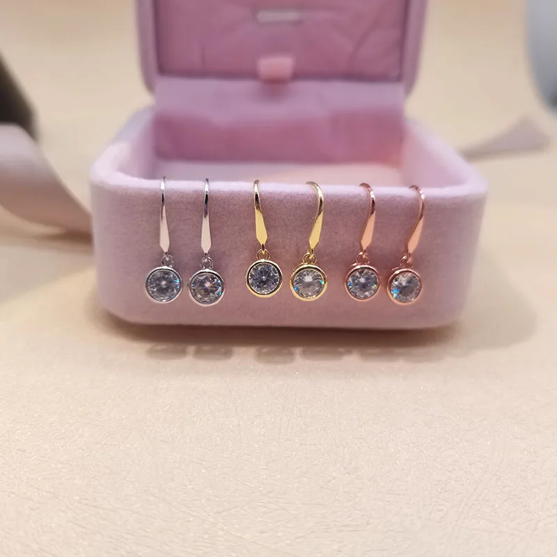 

Sterling Silver Earrings Hook 925 Hypoallergenic Rose Gold Dangle Earrings Drop Earrings Hook White CZ Jewelry