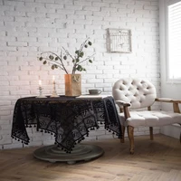 lace jacquard table cloth round black desk cover coffee table for living room party decoration manteles de mesa