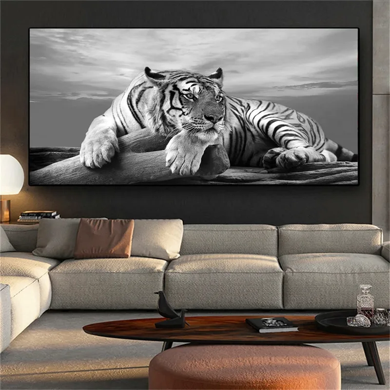 

Black And White Animal Tiger Art Prints Wall Art Pictures Canvas Painting Abstract Canvas Tigers Poster Painting Home Decoration