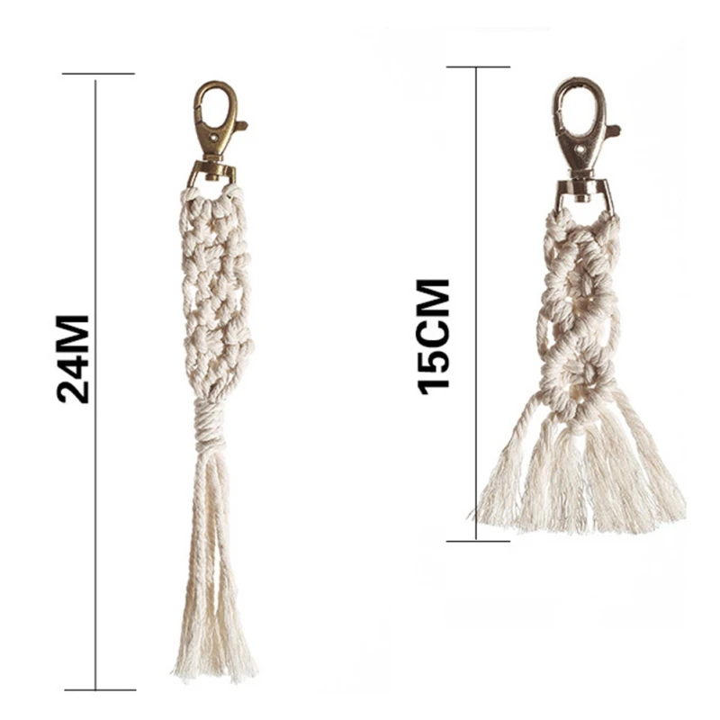 

Macrame Woven Keychains Tassel Keychains For Women Boho key Holder Keyring Macrame Bag Charm Jewelry Gift for Friends S