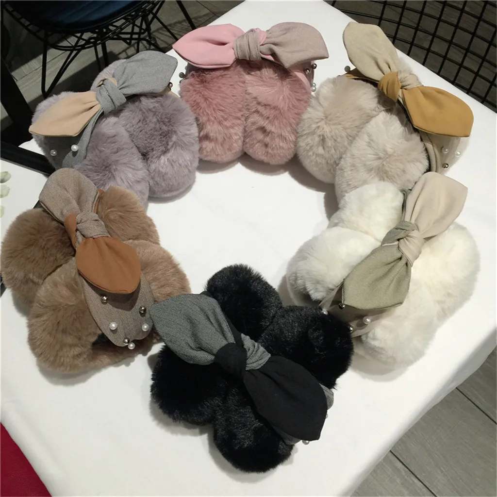 Модные зимние наушники для взрослых женские мужские влюбленных теплые плюшевые