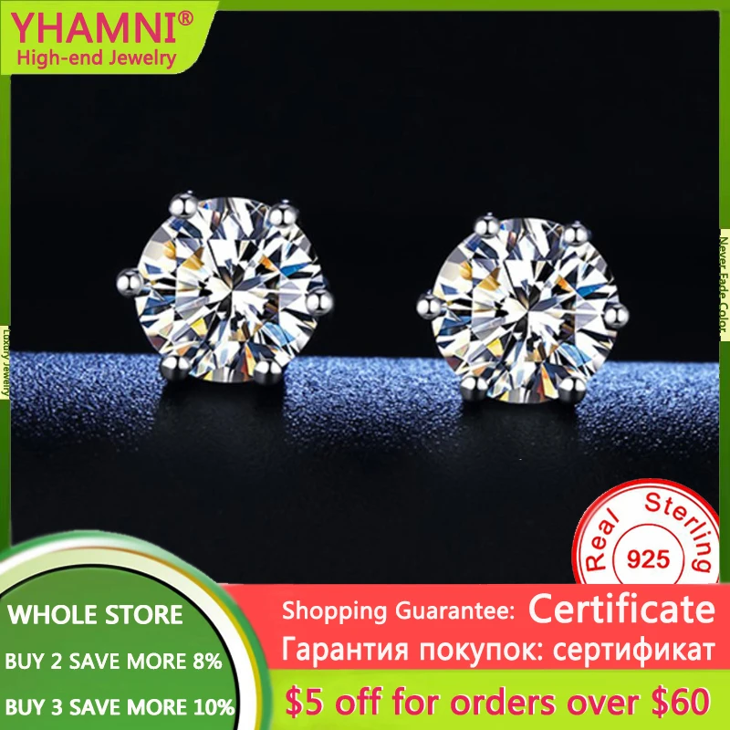 

Classic Luxury 925 Sterling Silver 6mm Small Zirconia Diamond Stud Earring Earrings For Women Wedding Anniversary Gift Jewelry