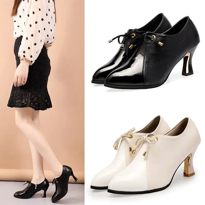 

2021 NEW Microfiber Leather High Heels Woman Comfort Work Shoes for Office Lady,Pointed Toe,Side Zip,BLACK,BEIGE,Dropshipping