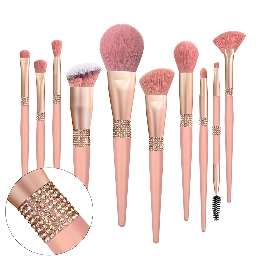 

High Quality Makeup Brushes Pink Diamond Eye Shadow Eyelash Eyebrow Foundation Cream Powder Blush For Women Make Up Accessories