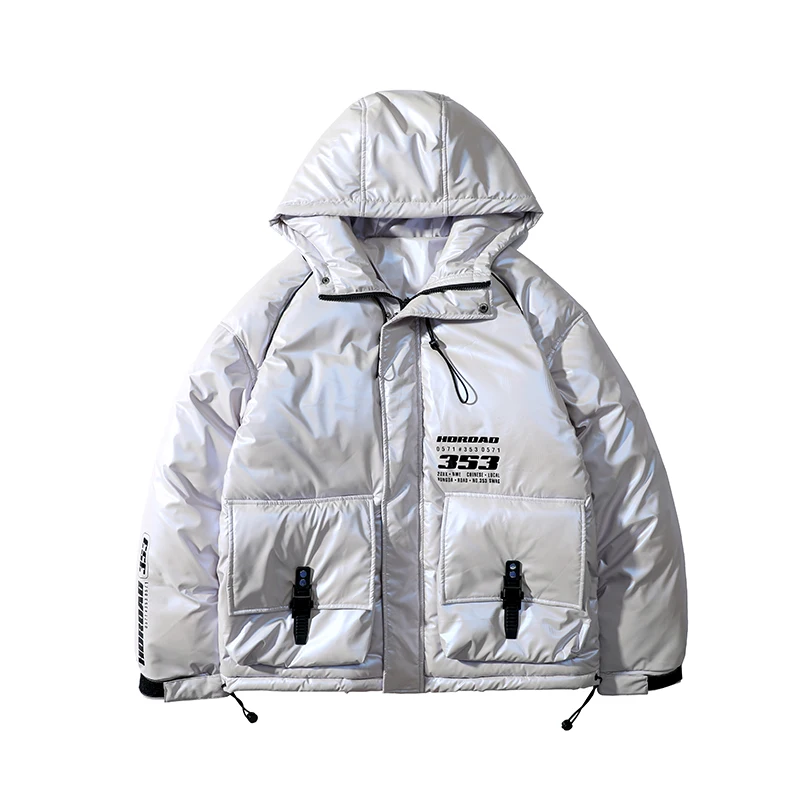 Casual Autumn Winter Thick Warm Hooded Shiny Parkas Outwear Loose Cotton-Padded Jackets Waterproof Tops Couple Bright Down Coats